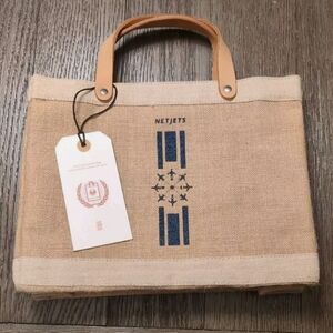 Apolis Global Citizen market tote Bag NETJETS swag leather handles NWT